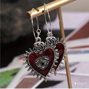 Vintage style red heart earrings